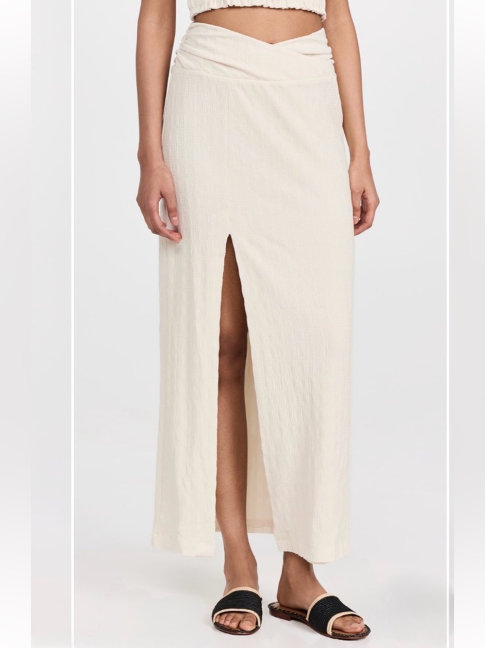 Free People Tovah Pull-On lvory Cream Maxi Skirt 
Dramatic Side Slit 
Small